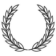 Laurel wreath. Championship laurel wreath silhouette vector illustration with timeless decorative leaves used for achievement symbols corporate awards and official seals. A simple laurel wreath.