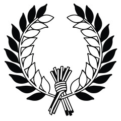 Laurel wreath. Championship laurel wreath silhouette vector illustration with timeless decorative leaves used for achievement symbols corporate awards and official seals. A simple laurel wreath.