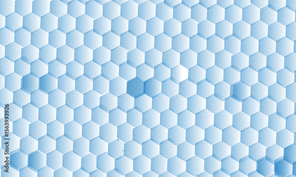Poster cool blue hexagonal pattern with subtle gradient and depth effect