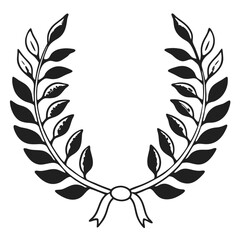 Laurel wreath. Championship laurel wreath silhouette vector illustration with timeless decorative leaves used for achievement symbols corporate awards and official seals. A simple laurel wreath.