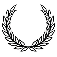 Laurel wreath. Championship laurel wreath silhouette vector illustration with timeless decorative leaves used for achievement symbols corporate awards and official seals. A simple laurel wreath.