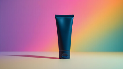 Cosmetic Skincare Tube on Vibrant Gradient – Flat Lay Beauty Product Photography