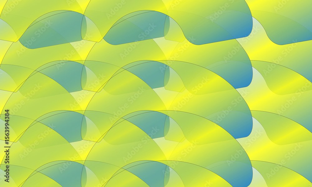 Poster abstract gradient waves with overlapping translucent shapes