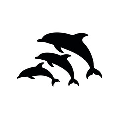 Fototapeta premium Dolphin Silhouette on white background