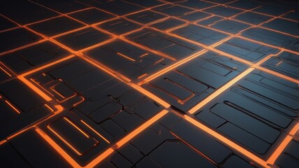 Futuristic Sci-Fi Floor Grid Metallic Texture with Embedded Circuits