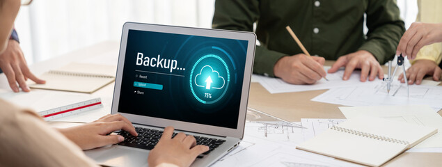 Backup Storage Data Internet Technology Business concept. Database storage cloud technology file...