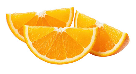 Fototapeta premium Freshly Sliced Oranges: Vibrant Citrus Segments Perfect for Healthy Snacks and Juices, isolated on a transparent background