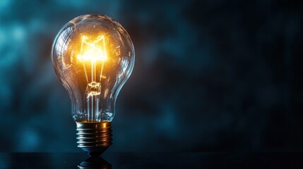 Illuminated lightbulb in dark background