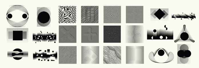 Collection of vector design elements. Set of logos with lines, stripes and circles. Various forms of line and dots design.Vector logo collection. Bundle of circle icons and elements. Set of lines art.