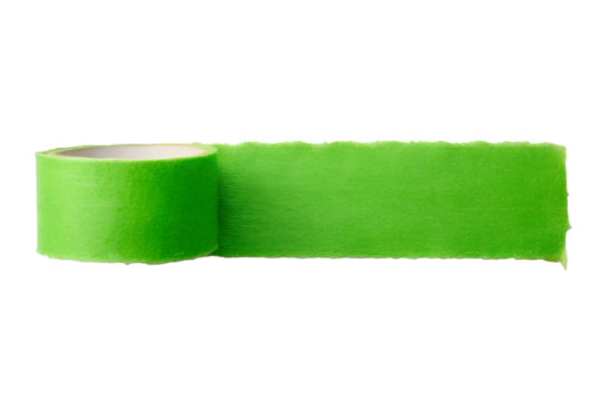 Isolated colorful toilet paper rolls and cleaning sponges are common bathroom hygiene objects on transparent background