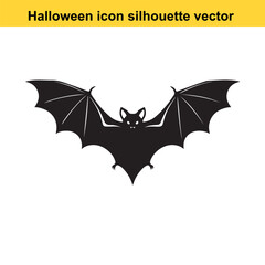 Fototapeta premium Simple Black Bat Silhouette with Spread Wings for Halloween Design