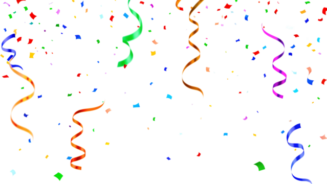Colorful confetti and ribbons falling isolated on a white background png ai generated