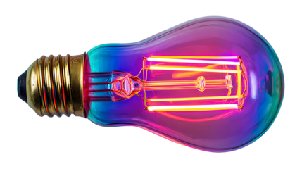 A neon light bulb with a purple and orange glow