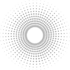 A circular halftone dots pattern white background
