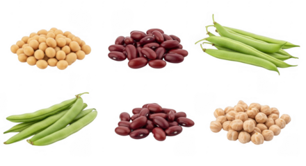 Assorted Beans and Peas Piled Together for Healthy Cooking and Nutrition, isolated on a transparent background