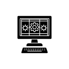  clean unique silhouette Desktop computer iconvector illustration
