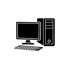  clean unique silhouette Desktop computer iconvector illustration