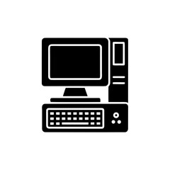  clean unique silhouette Desktop computer iconvector illustration