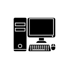  clean unique silhouette Desktop computer iconvector illustration