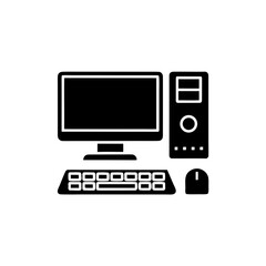  clean unique silhouette Desktop computer iconvector illustration