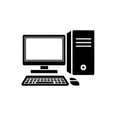 Fototapeta premium clean unique silhouette Desktop computer iconvector illustration