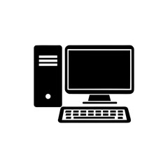 Fototapeta premium clean unique silhouette Desktop computer iconvector illustration