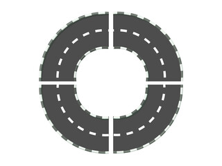 Vector Curved road with white lines 