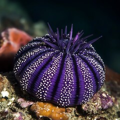 Sea urchin captured in morning marine low tide scene high resolution picture