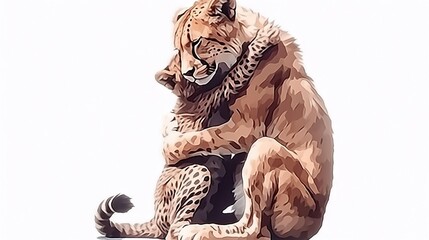   A tiger sits on the ground, paws firmly planted, mouth agape