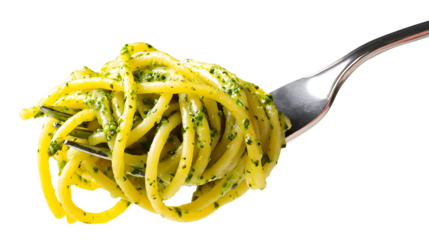 A fork with a piece of pasta 