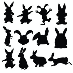 Shadow Hops: Black Rabbit & Bunny Silhouette Vector Set