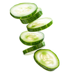 cucumber slices isolated on transparent background