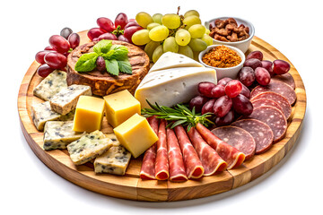 Gourmet Charcuterie Board with Assorted Cheeses, Meats, and Fresh Garnishes, Generative AI
