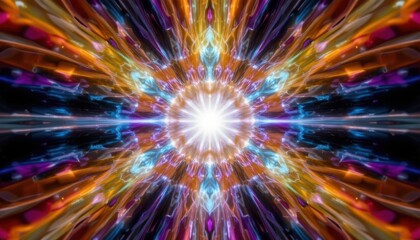 Fototapeta premium Vibrant Abstract Light Burst Background with Radiant Colors and Dynamic Patterns