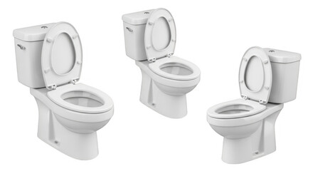 Modern White Toilets in Different Styles for Bathroom Design and Renovation Projects, isolated on a transparent background