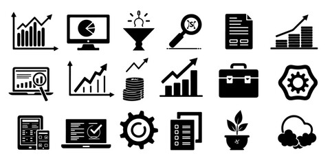 Silhouette Business Analytics & Data Icons