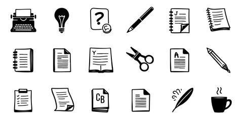 Obraz premium Silhouette Writing & Copywriting Icons