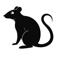 Obraz premium Black Silhouette Rat: A stark, monochrome representation of a rodent in profile, highlighting its form with simple lines and solid shadows, conveying a sense of curiosity and alertness.