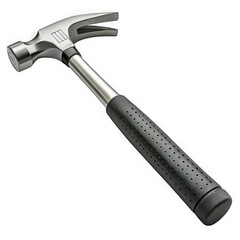Modern claw hammer with perforated grip isolated on transparent background