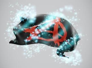 Obraz premium Anarchy, vector 3d flag in whirlwind of magical radiance
