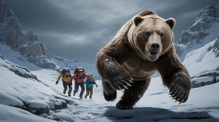 brown bear in the snow