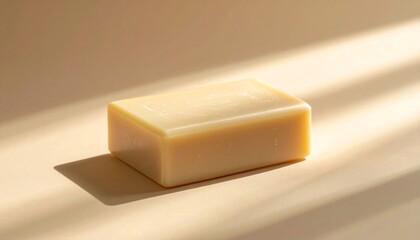 Bar of Plain Soap on Neutral Background