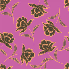 Hand drawn colourful florals Seamless pattern. Abstract Florals pattern. Colourful background. Designed for paper, cover, fabric, decor, wall paper and etc.
