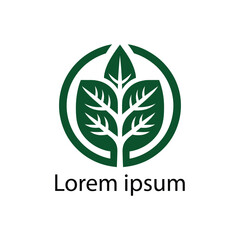 Stylized green leaf logo design within a circular frame representing nature and growth