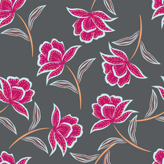 multicolor exotic hand drawn floral seamless pattern
