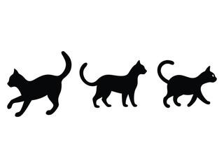 Three black cat silhouettes in motion