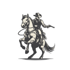 Vector  Modern Cowboy, baking horse.	