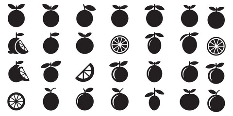 Monochrome Citrus Medley A Black and White Vector Compilation of Oranges Lemons and Limes with Leaves
