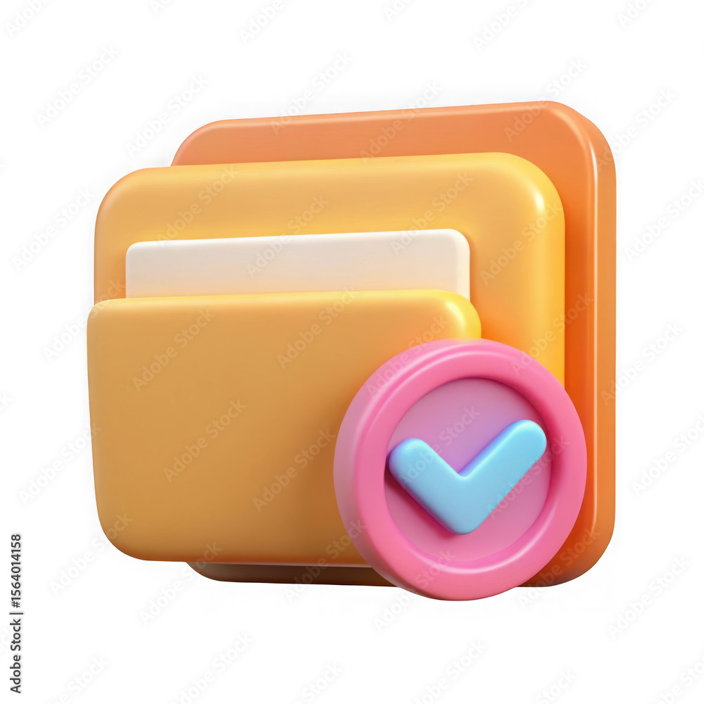 Fototapete 3d rendered completed file icon isolated on transparent background
