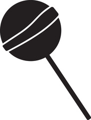 Lollipop with Wrapper Silhouette in Black | Sweet Dessert Icon Illustration Vector Format